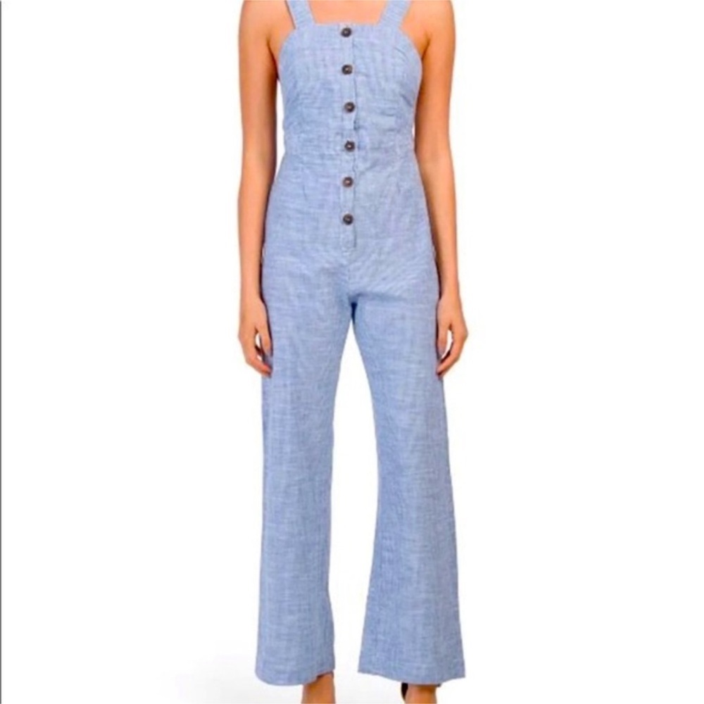 100% Cotton Blue Seersucker Jumpsuit by Japna
